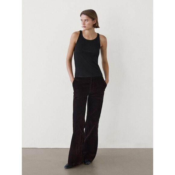 Massimo Dutti Womens Tank Top XS Black Strappy Cotton cashmere 6256/107 NWT - Picture 1 of 8